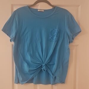 Avon Studio 1886 Blue Short Sleeve Top w/pocket. Size Xl